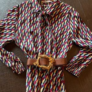Zara Geometric Print Maxi Shirt Dress Size Large